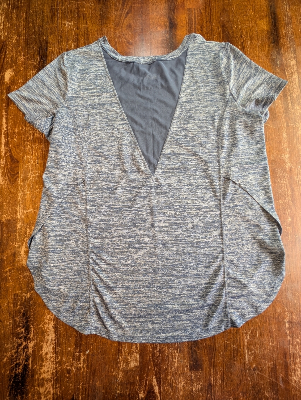 Athleta Blue Space Dye Shirt Womens L Side Split Mesh Back Activewear Casual Top - Picture 9 of 9